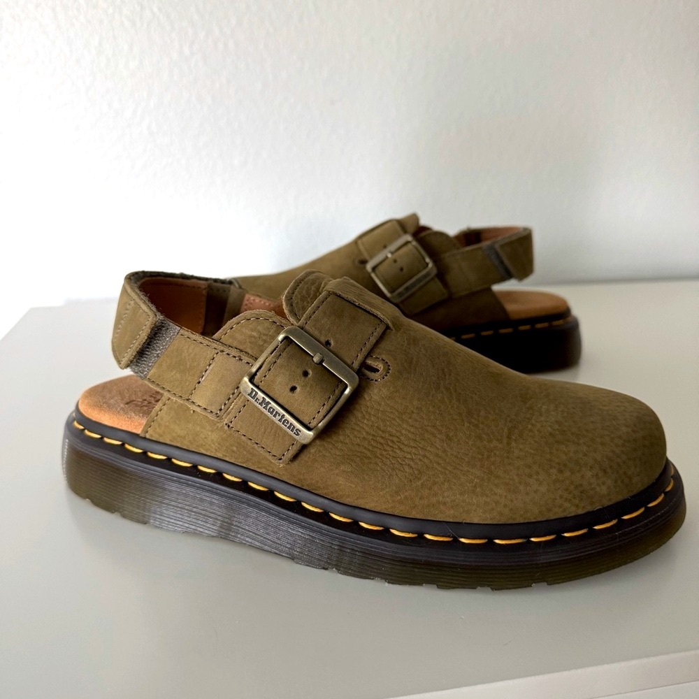 Dr. Martens Jorge II Slingback Olive Green Clog Mules, Men’s 11